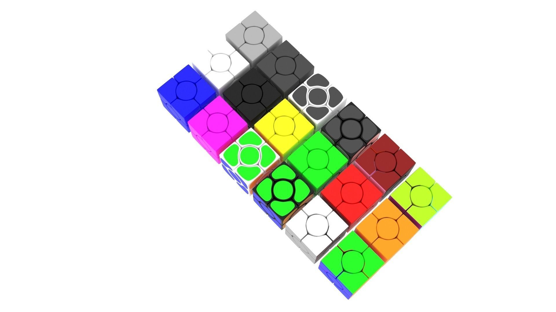 Six Spot Cubes Set 3D model_3