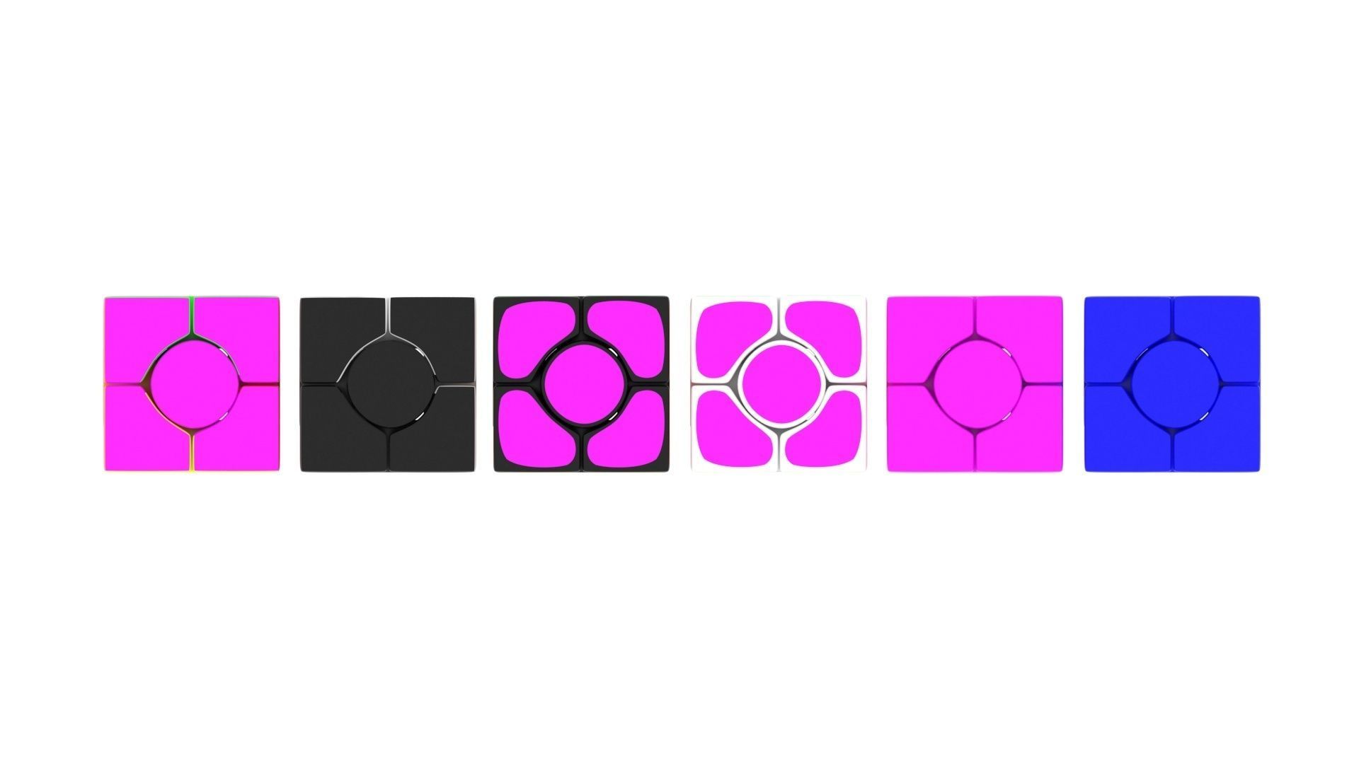 Six Spot Cubes Set 3D model_7