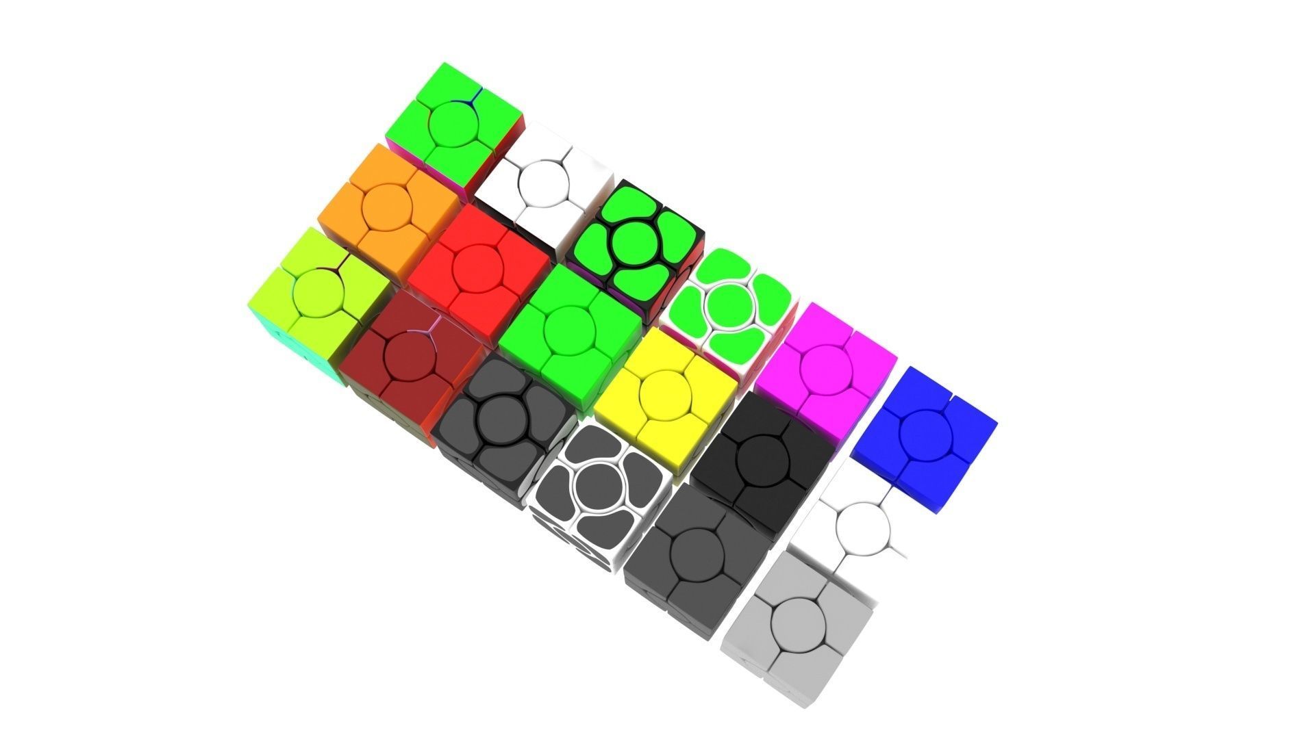 Six Spot Cubes Set 3D model_1