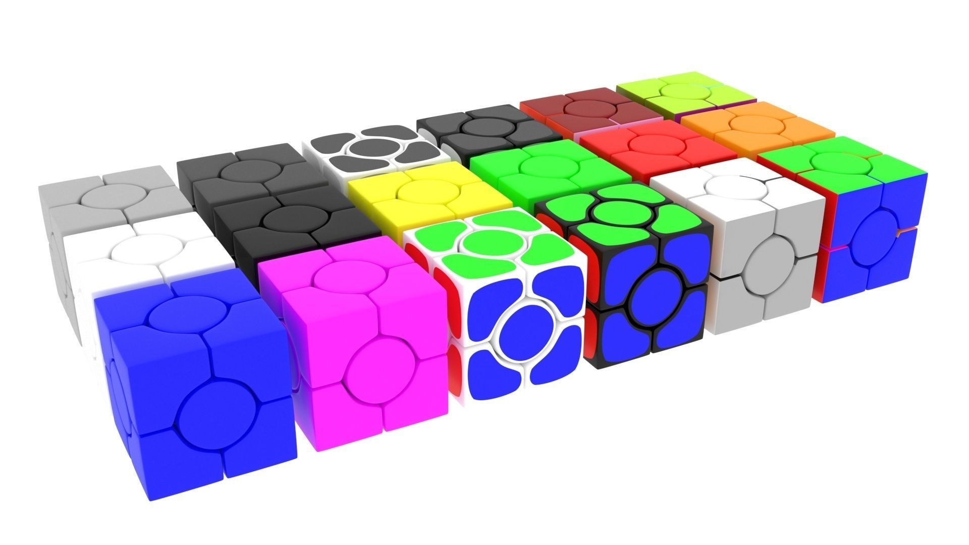 Six Spot Cubes Set 3D model_2
