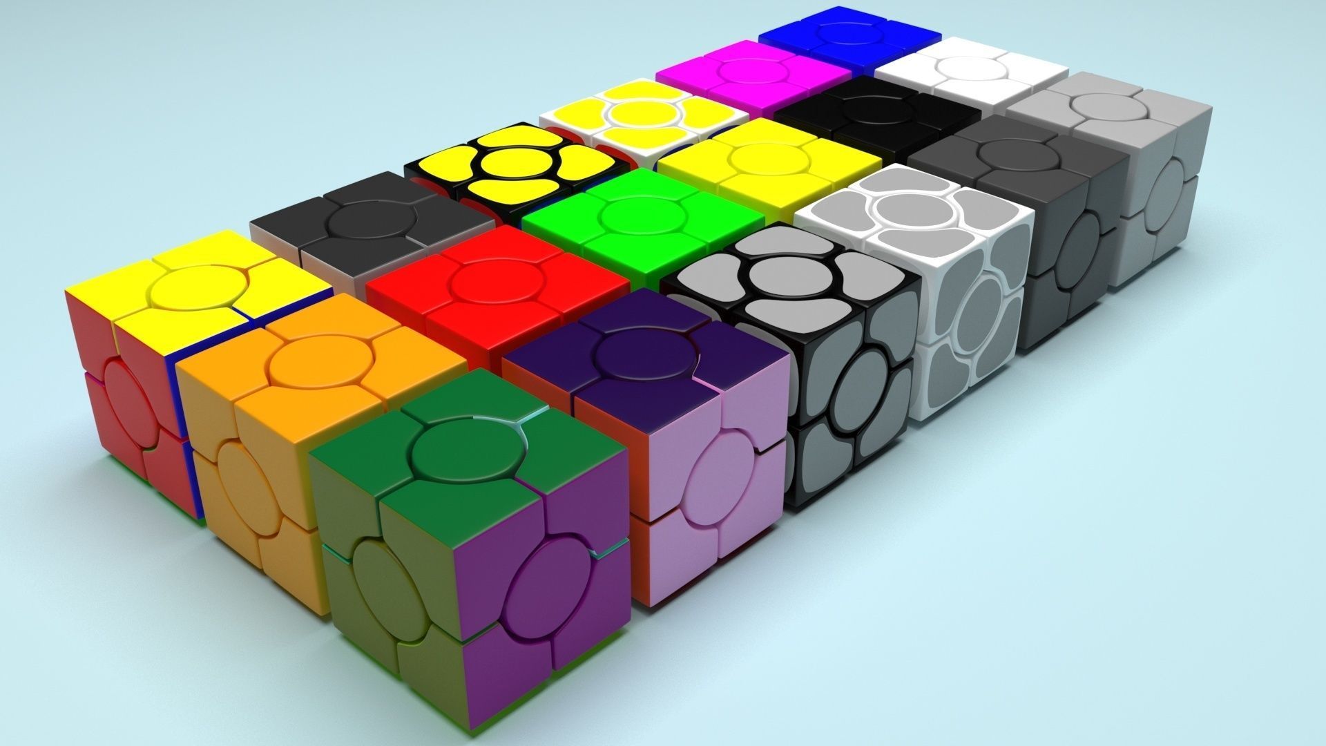 Six Spot Cubes Set 3D model_54