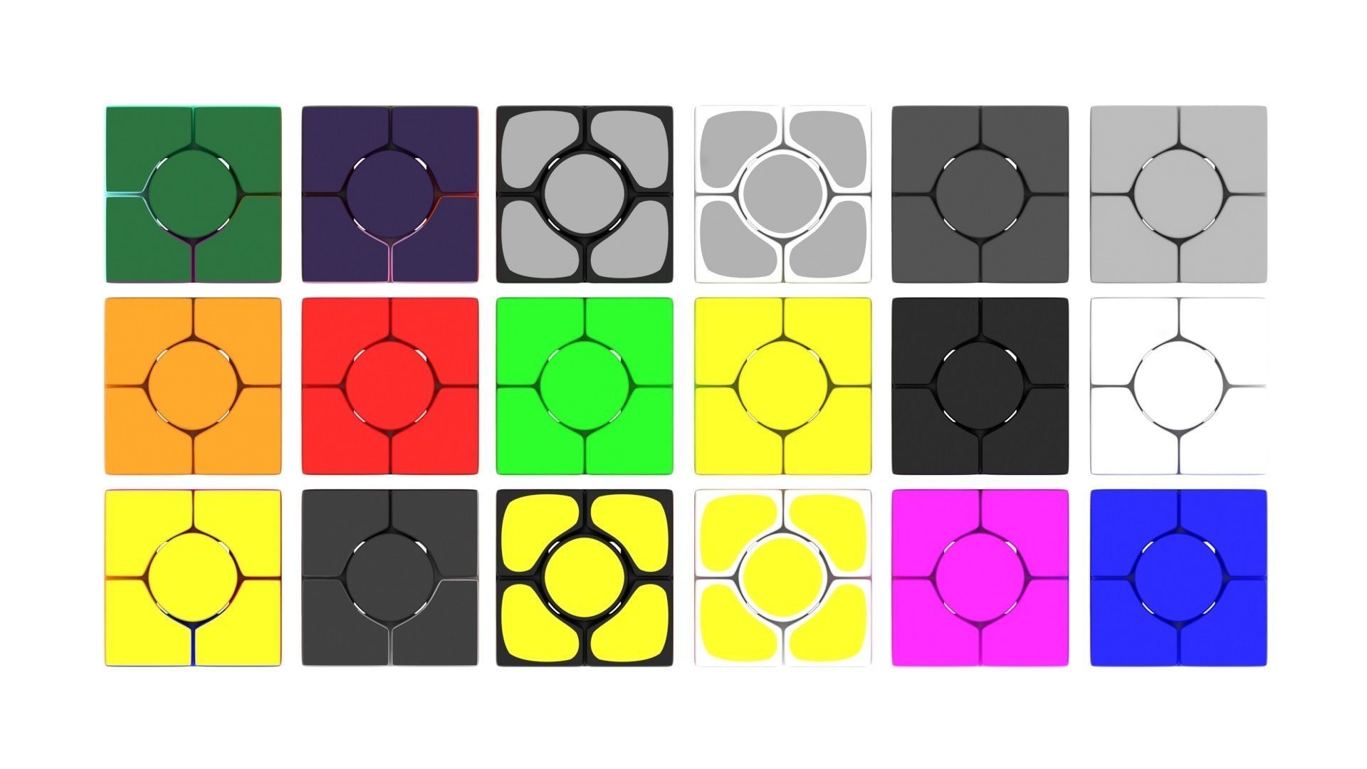 Six Spot Cubes Set 3D model_10