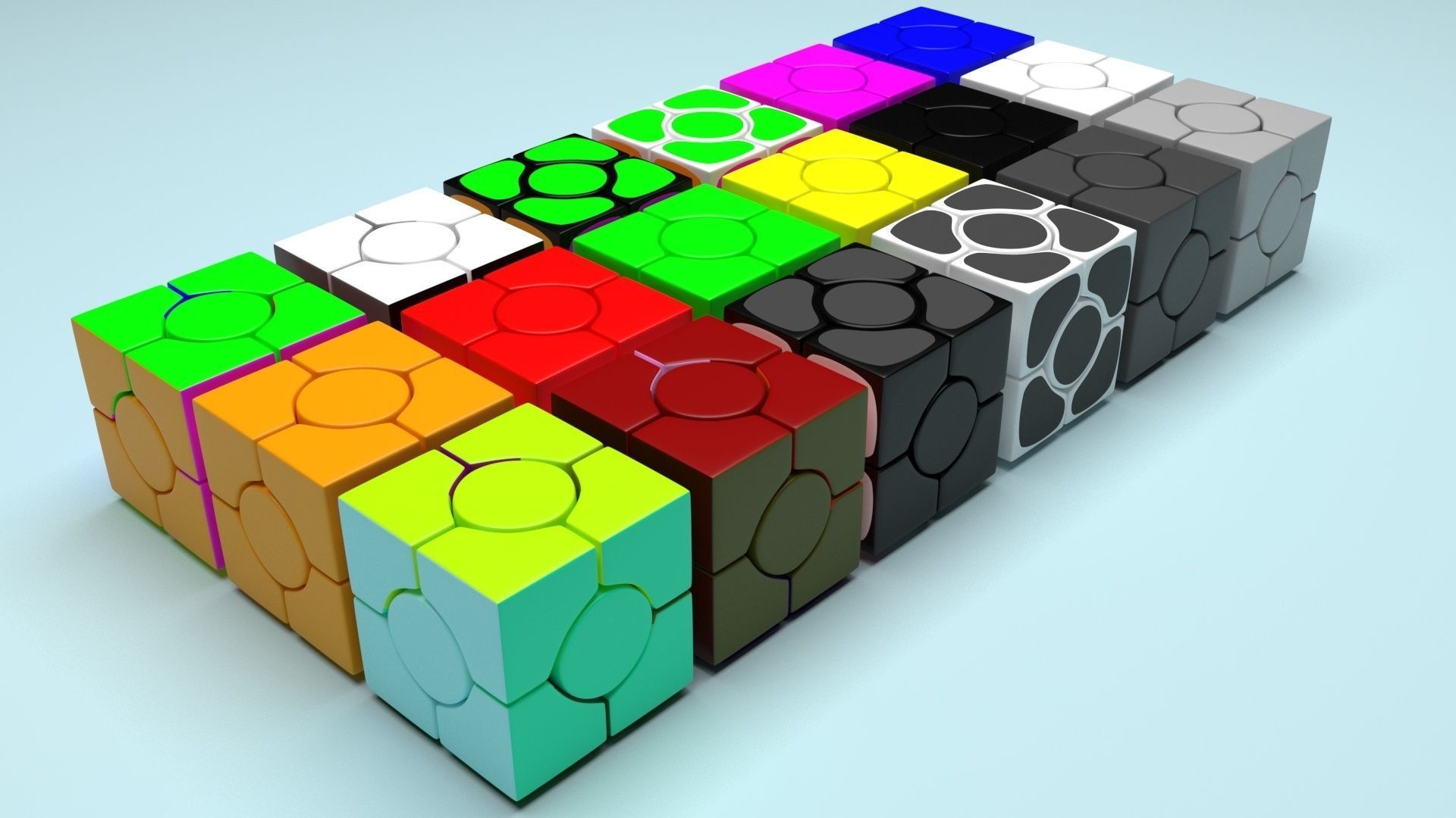 Six Spot Cubes Set 3D model_53