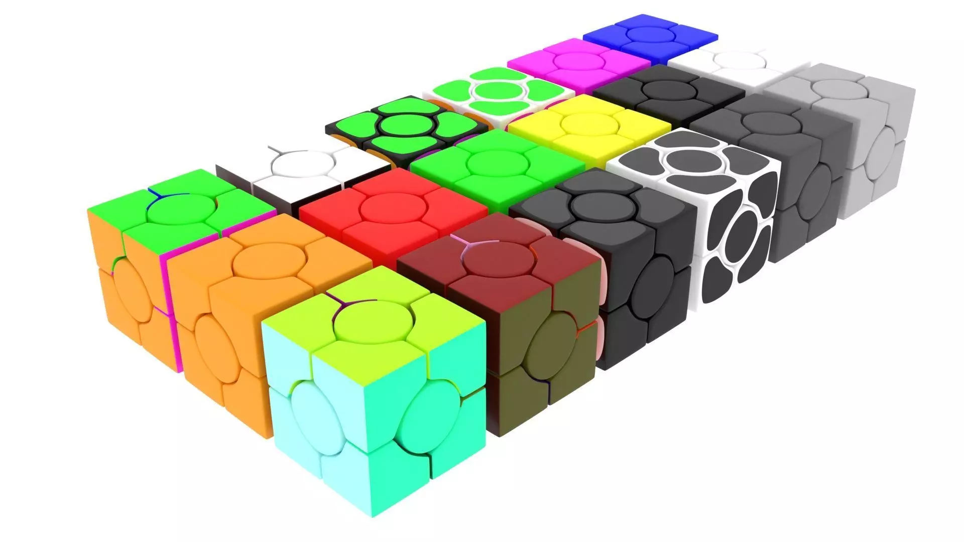 Six Spot Cubes Set 3D model_0