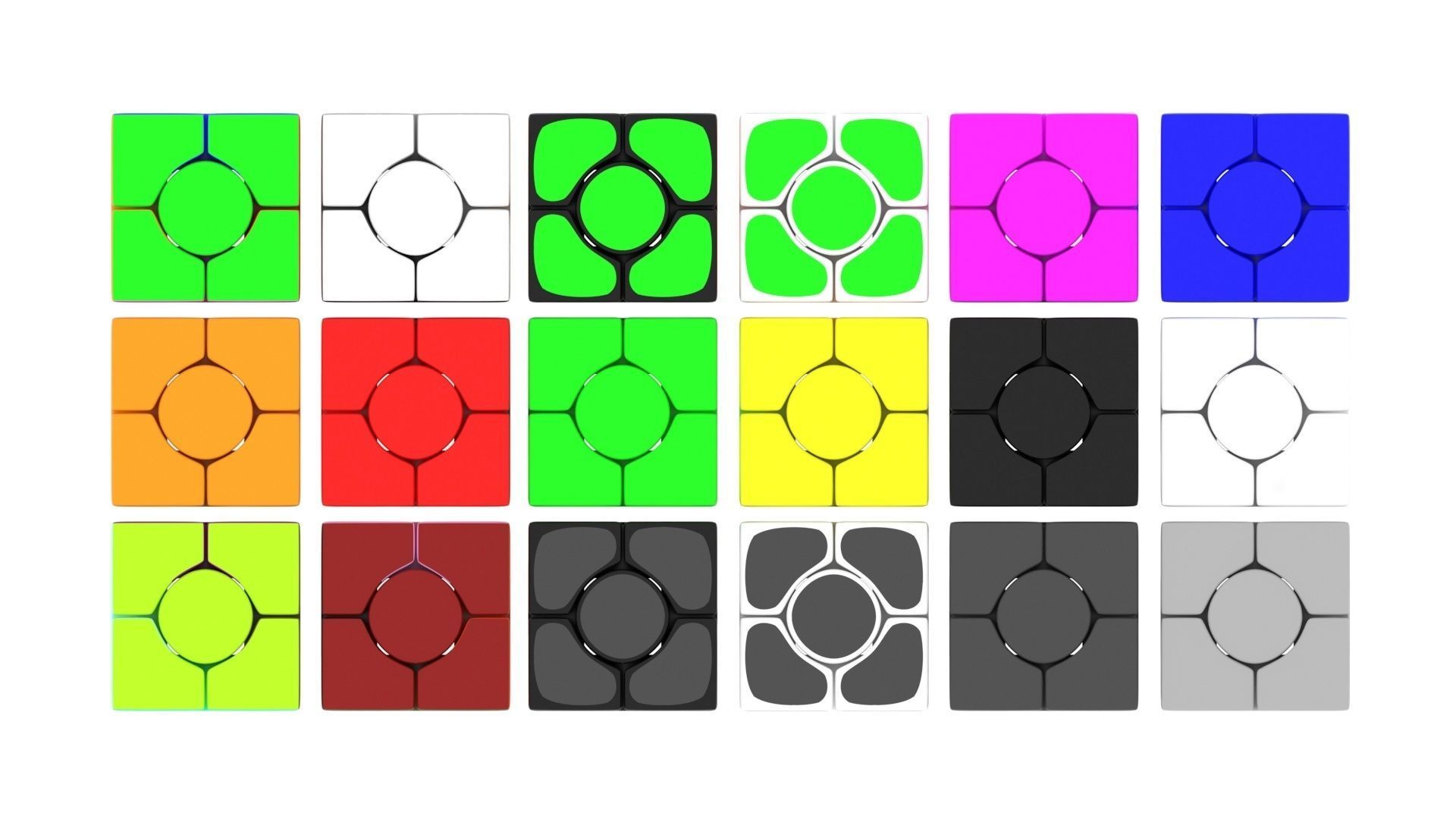 Six Spot Cubes Set 3D model_9