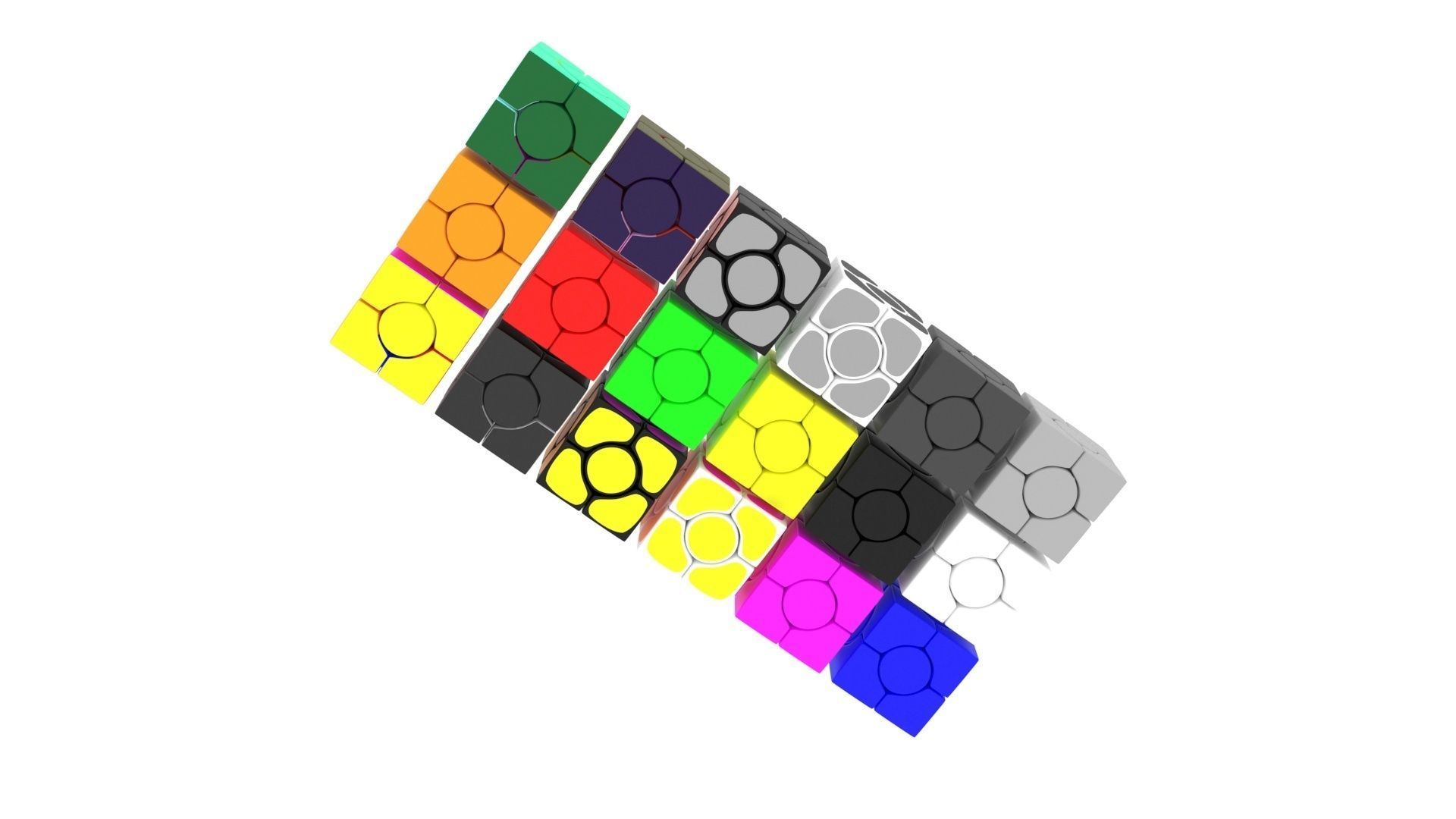 Six Spot Cubes Set 3D model_4