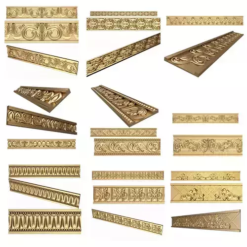 Collection of Ornament Elements Low-poly 3D model