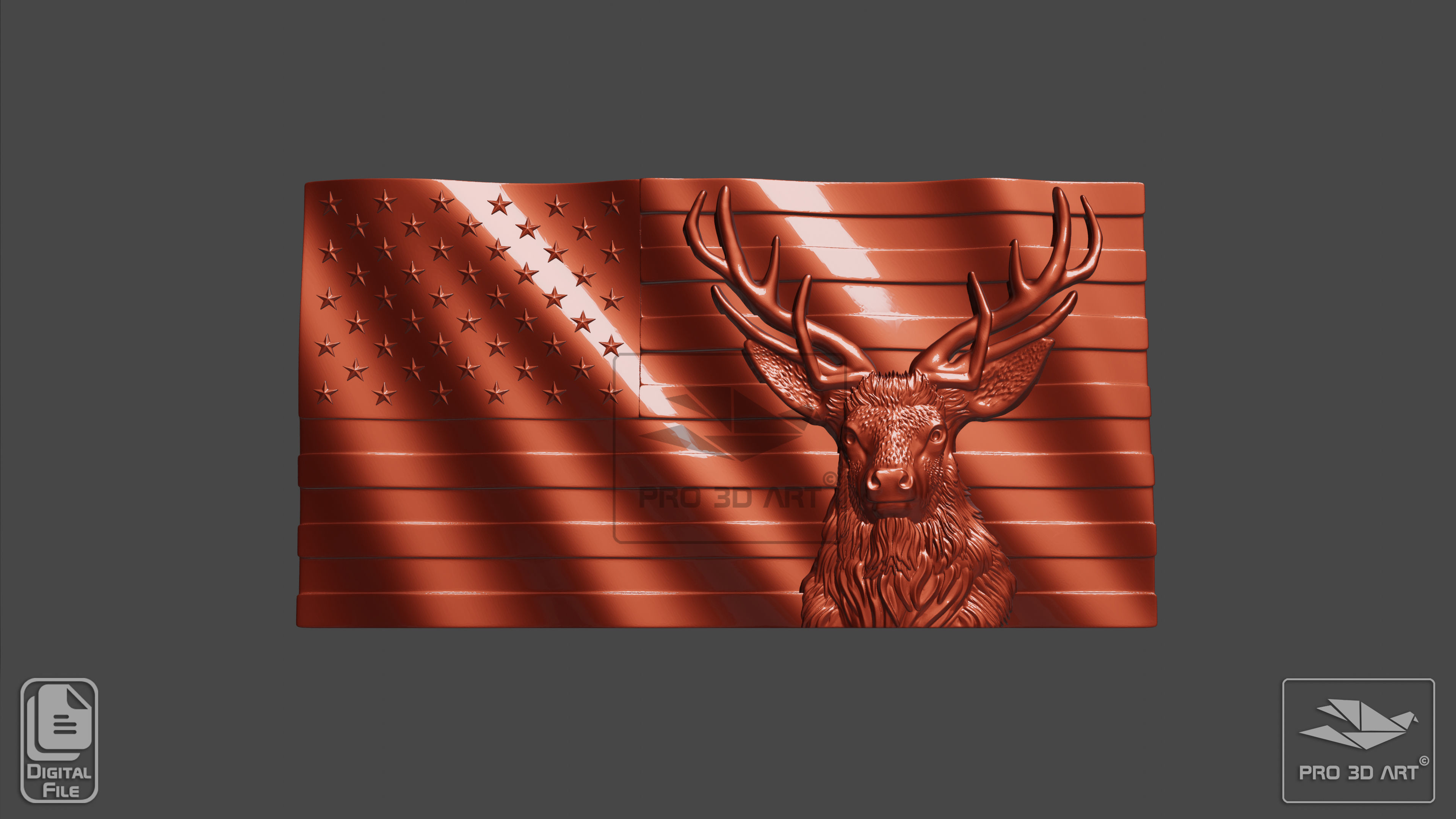 USA Wavy Flag - Hunter - CNC Files For Wood  3D STL Model  3D model_1