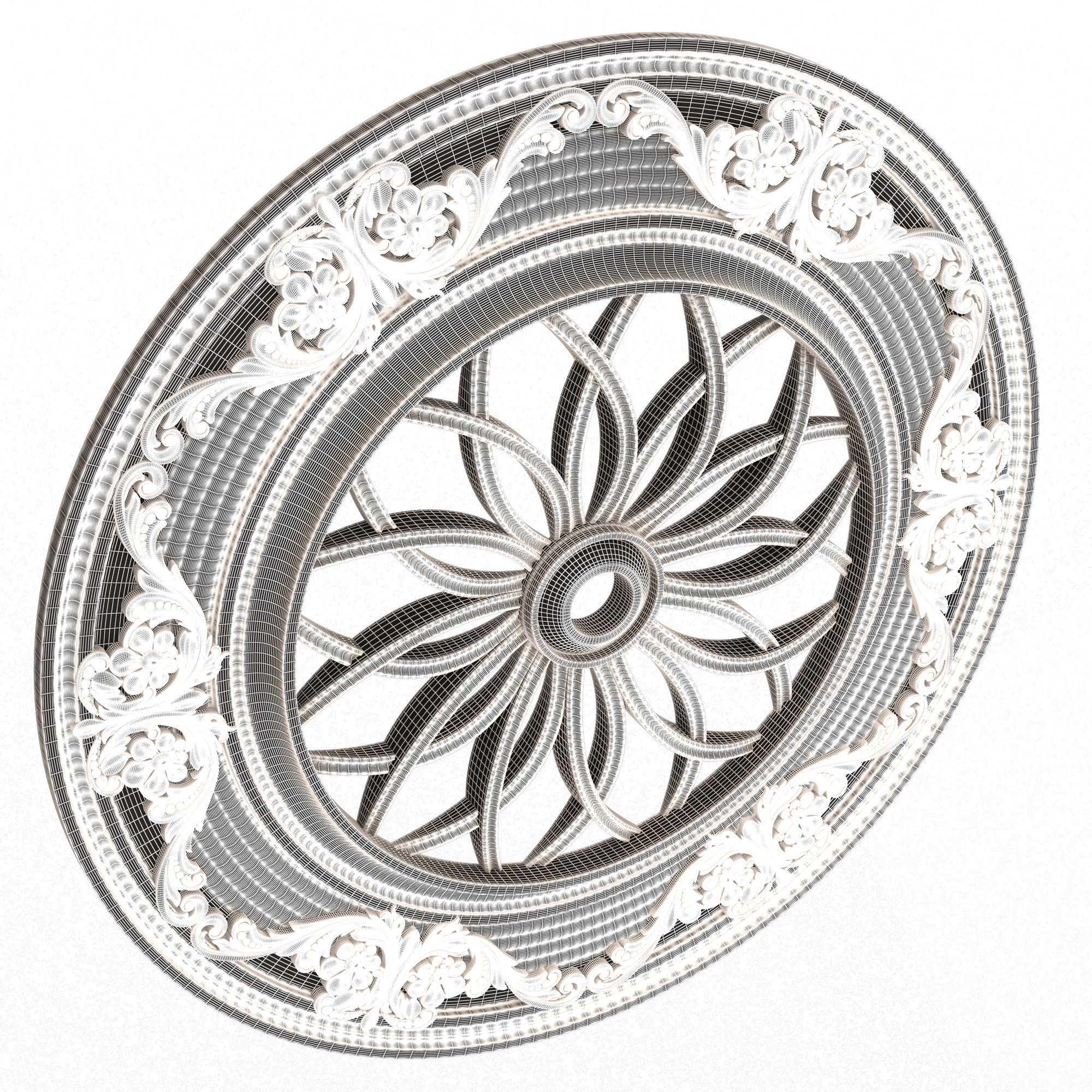 Collection of Ceiling Rosettes Low-poly 3D model_44