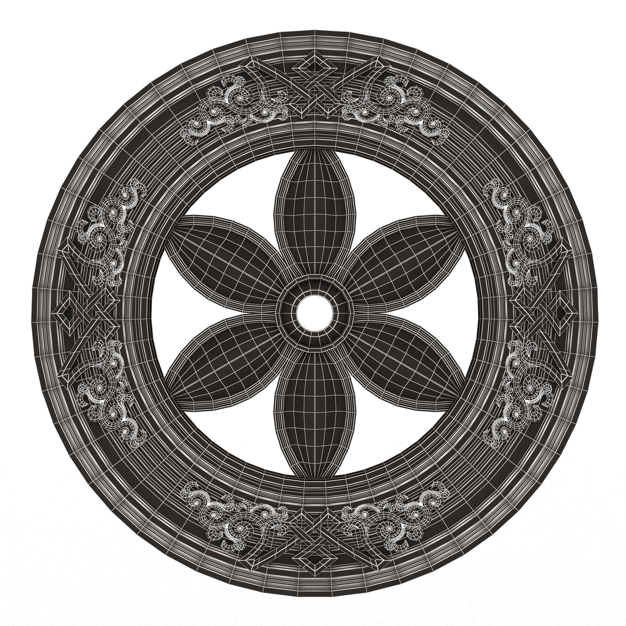 Collection of Ceiling Rosettes Low-poly 3D model_85