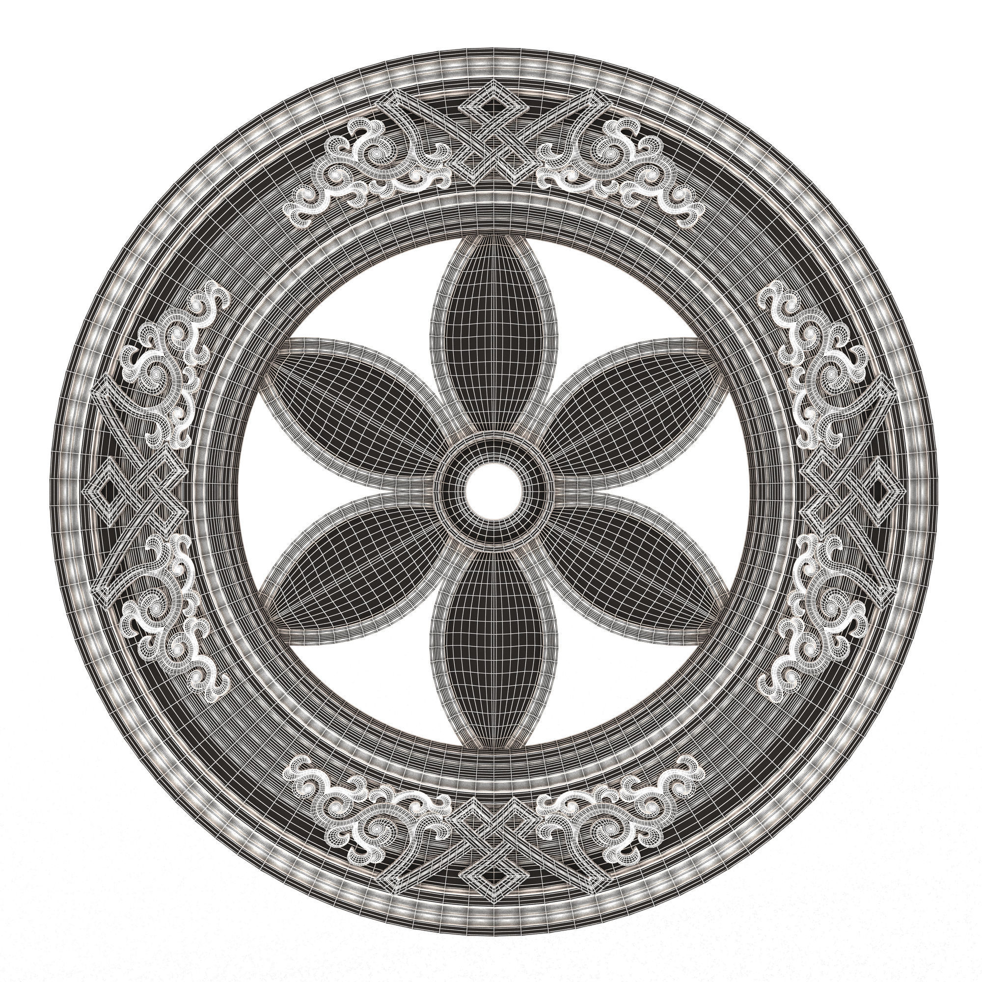 Collection of Ceiling Rosettes Low-poly 3D model_49