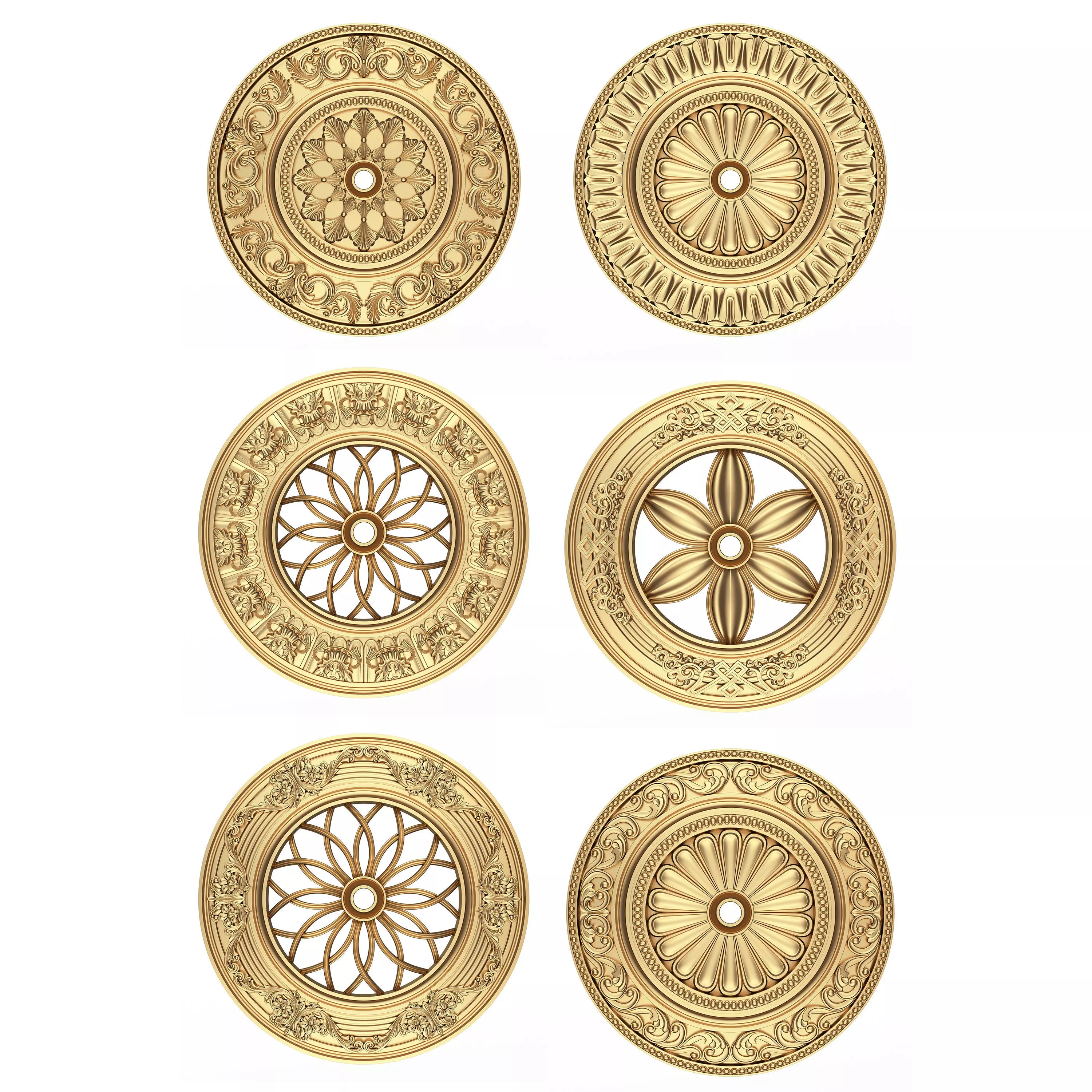 Collection of Ceiling Rosettes Low-poly 3D model_0