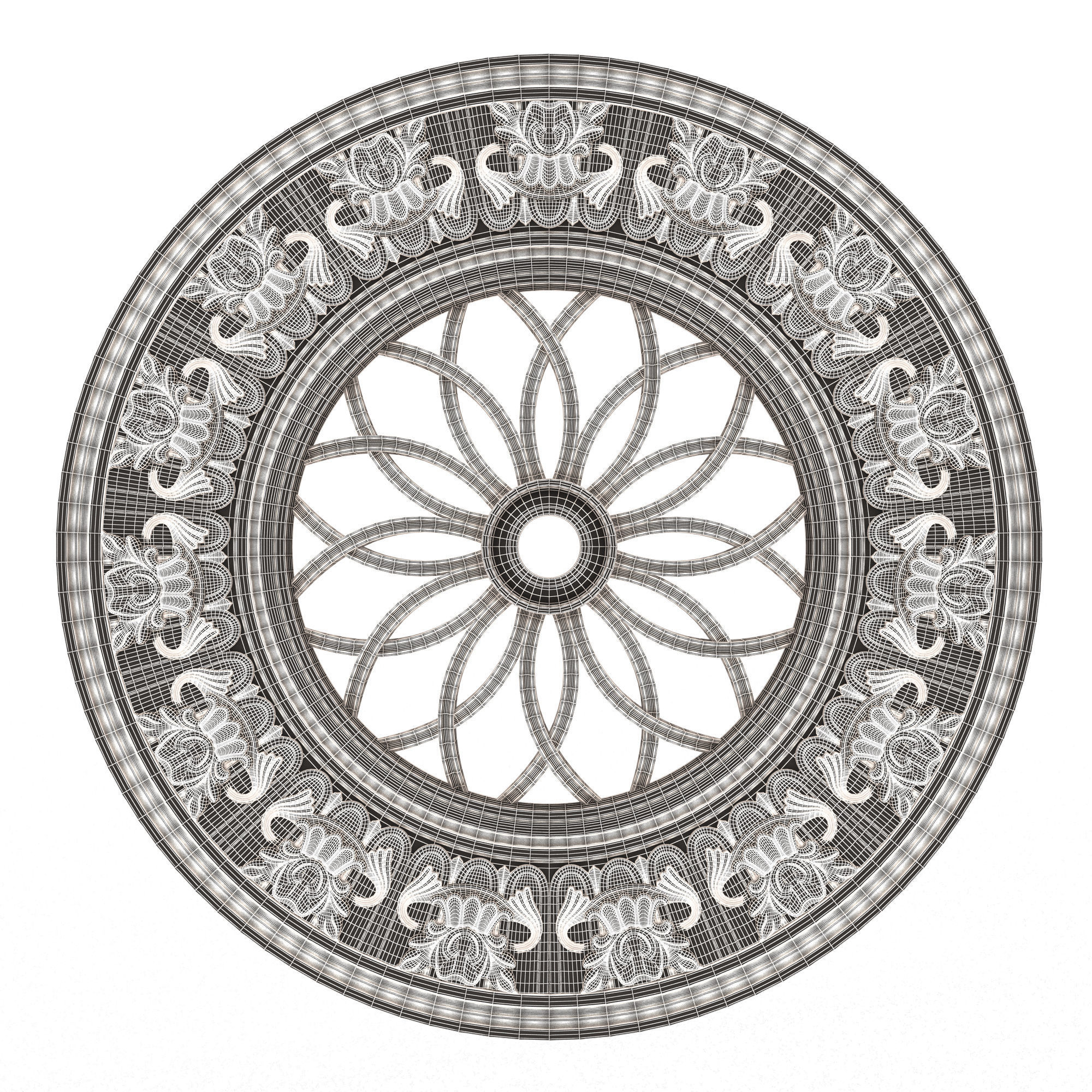 Collection of Ceiling Rosettes Low-poly 3D model_55