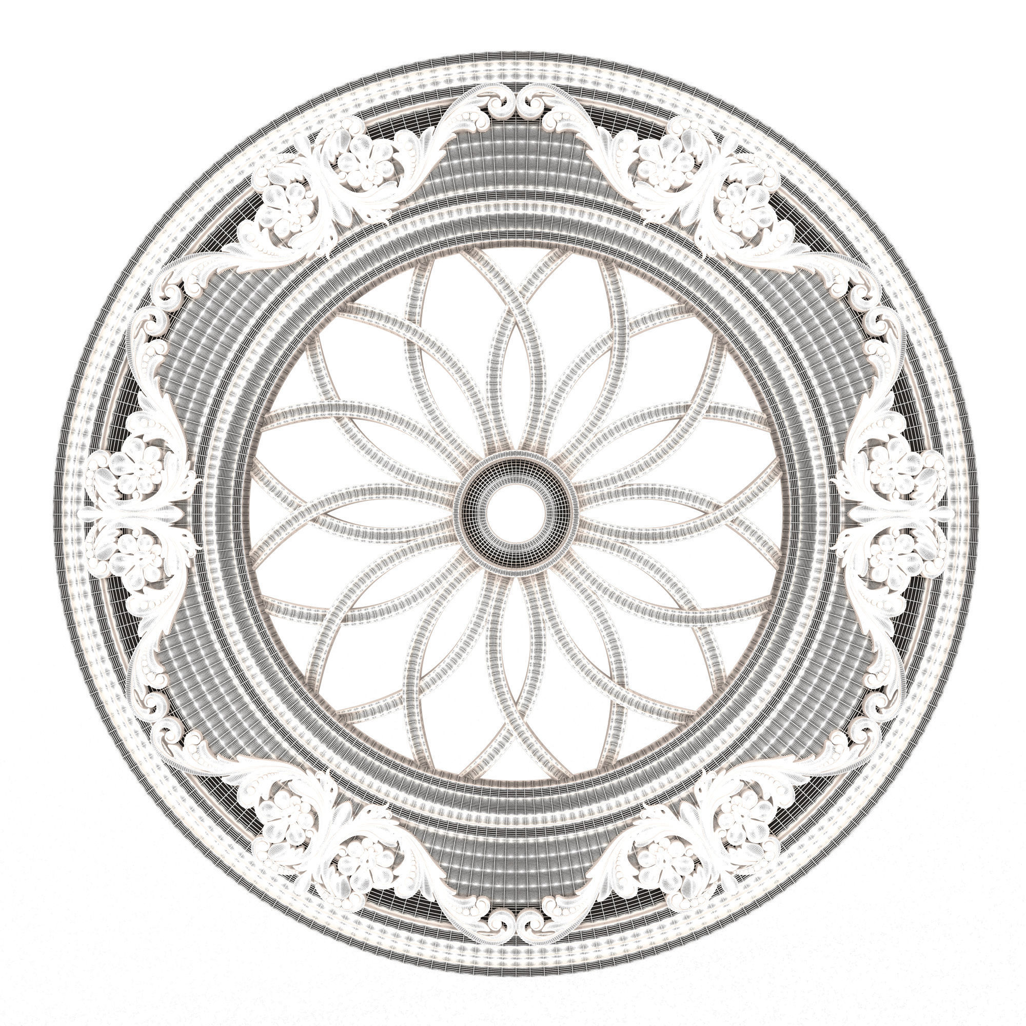 Collection of Ceiling Rosettes Low-poly 3D model_43
