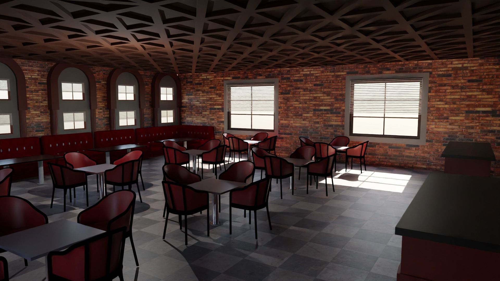 Coffee Shop Low-poly 3D model_1