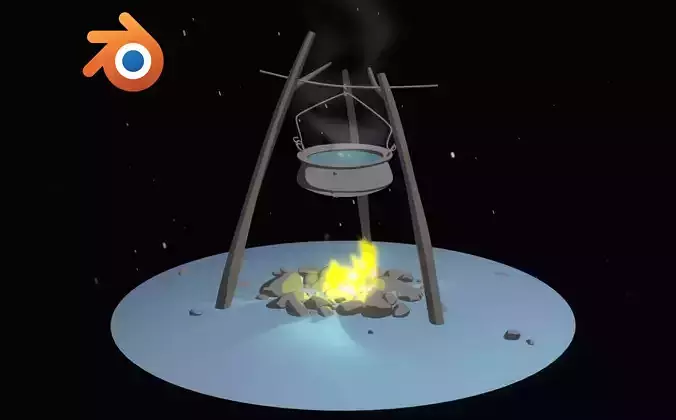 Stylized Campfire Low-poly 3D model
