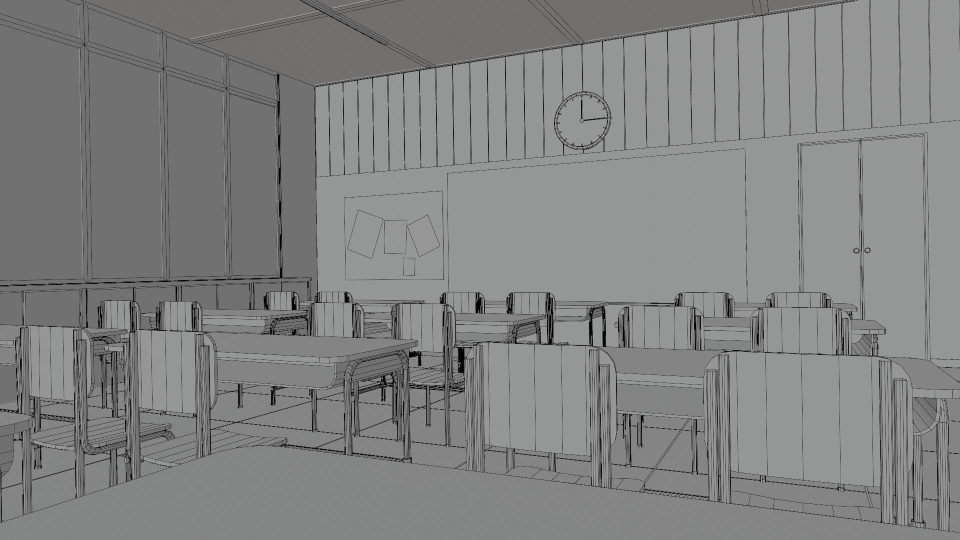 VR Classroom Low-poly 3D model_15