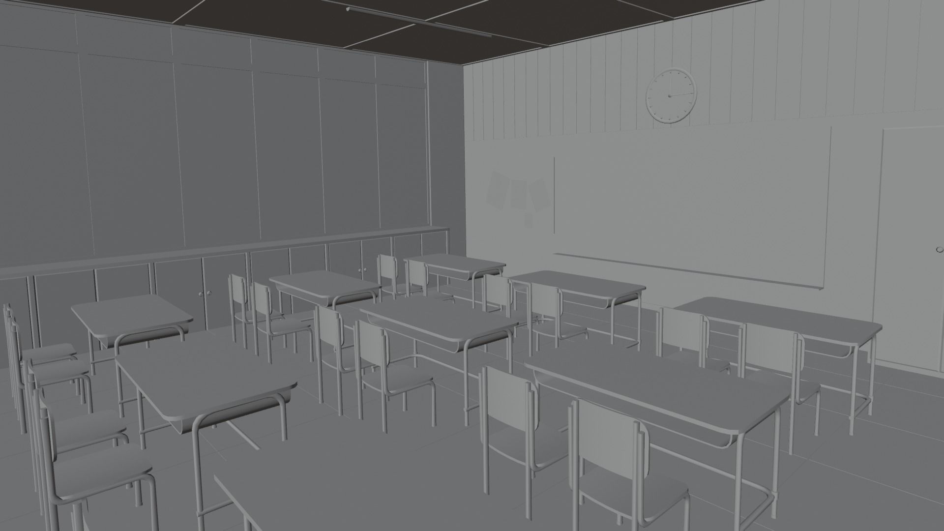 VR Classroom Low-poly 3D model_12