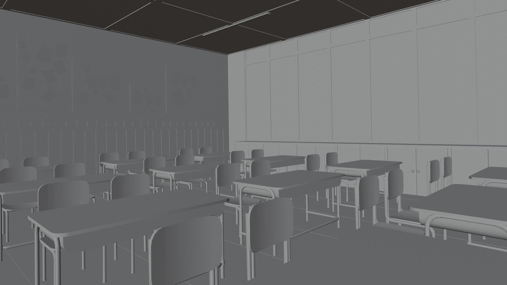 VR Classroom Low-poly 3D model_13