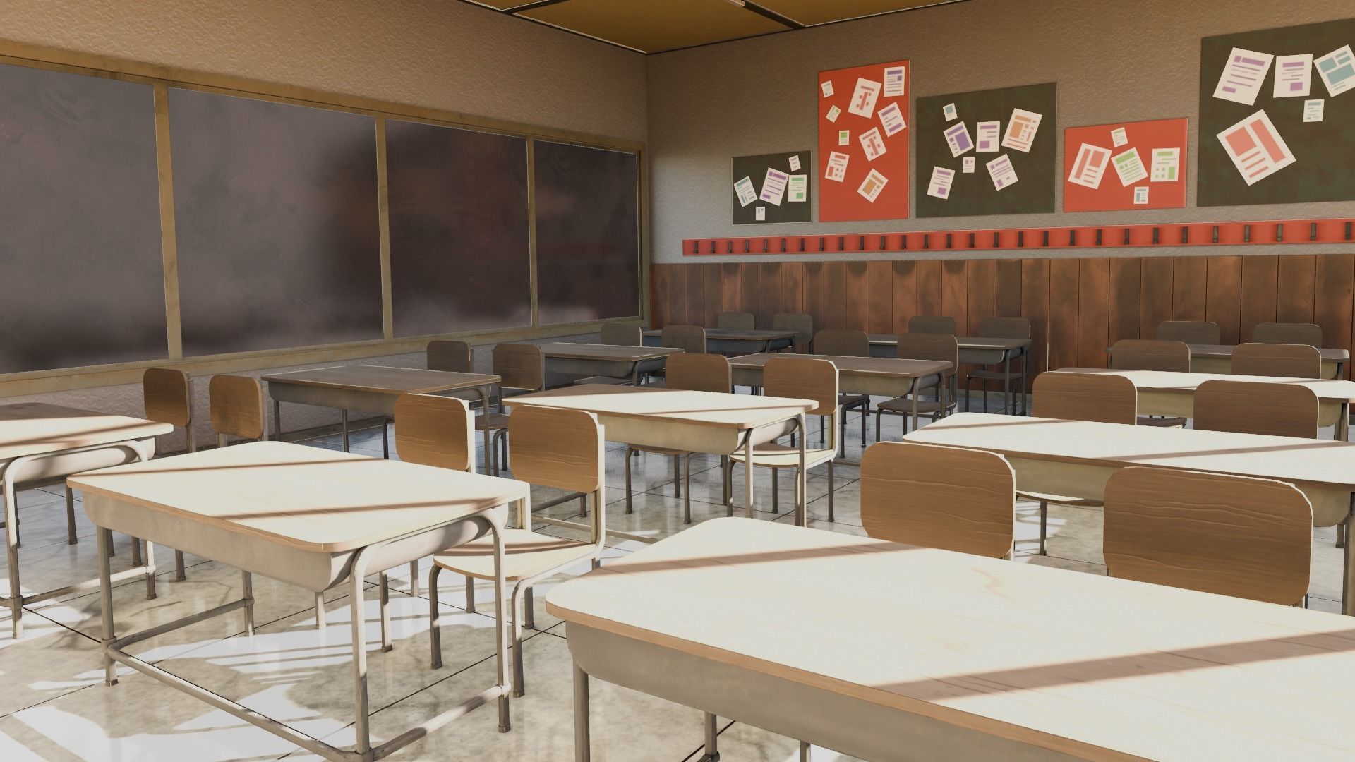 VR Classroom Low-poly 3D model_6