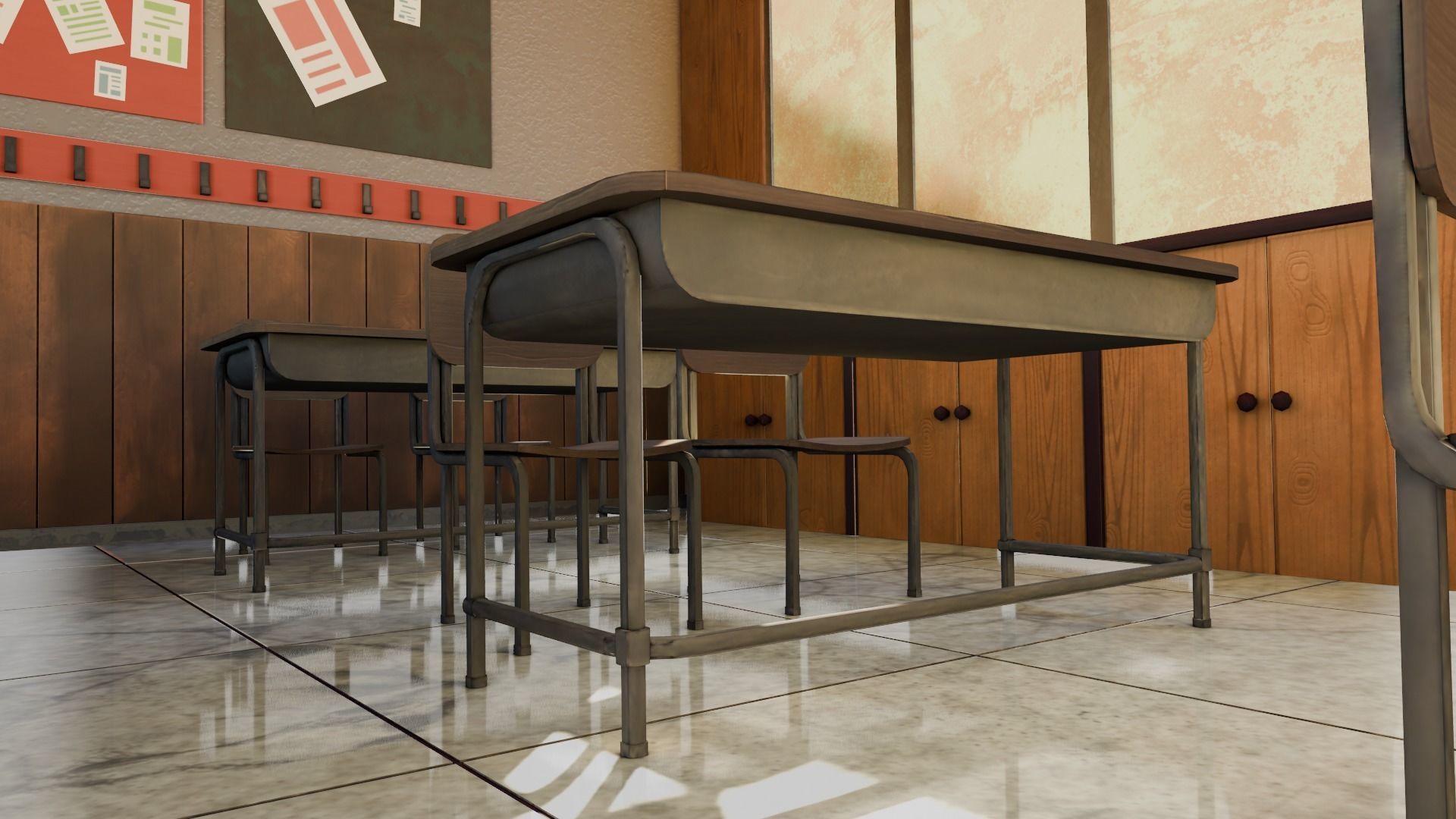 VR Classroom Low-poly 3D model_7