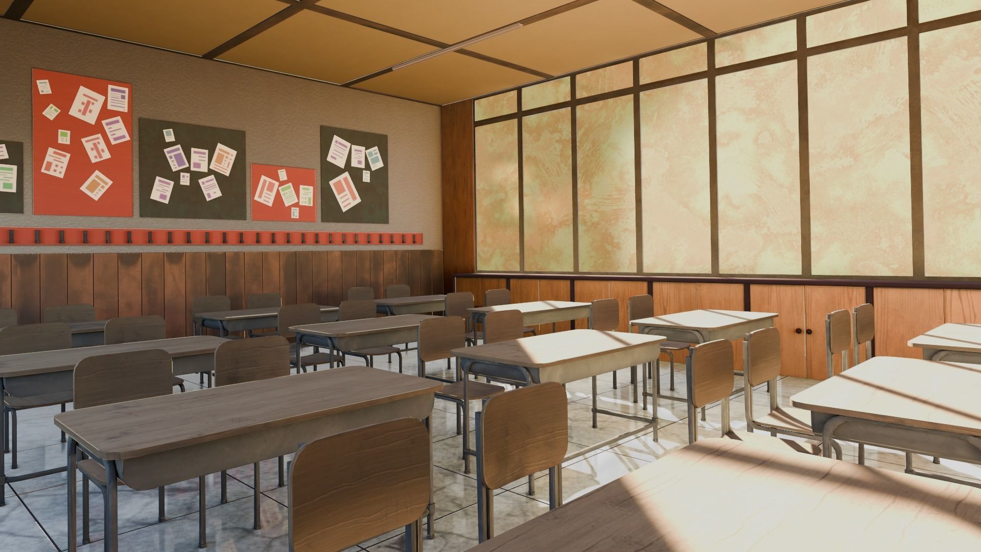 VR Classroom Low-poly 3D model_5