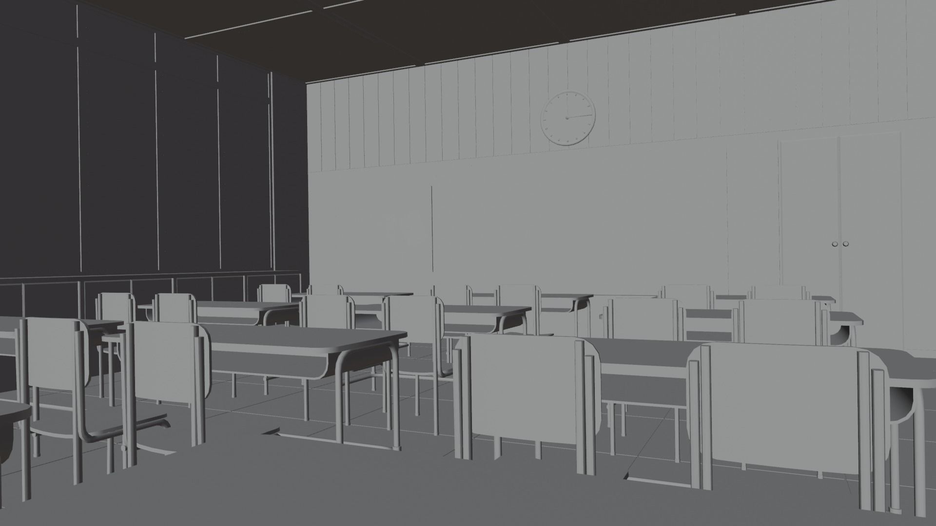 VR Classroom Low-poly 3D model_11