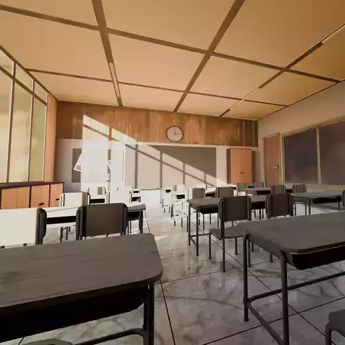 VR Classroom Low-poly 3D model