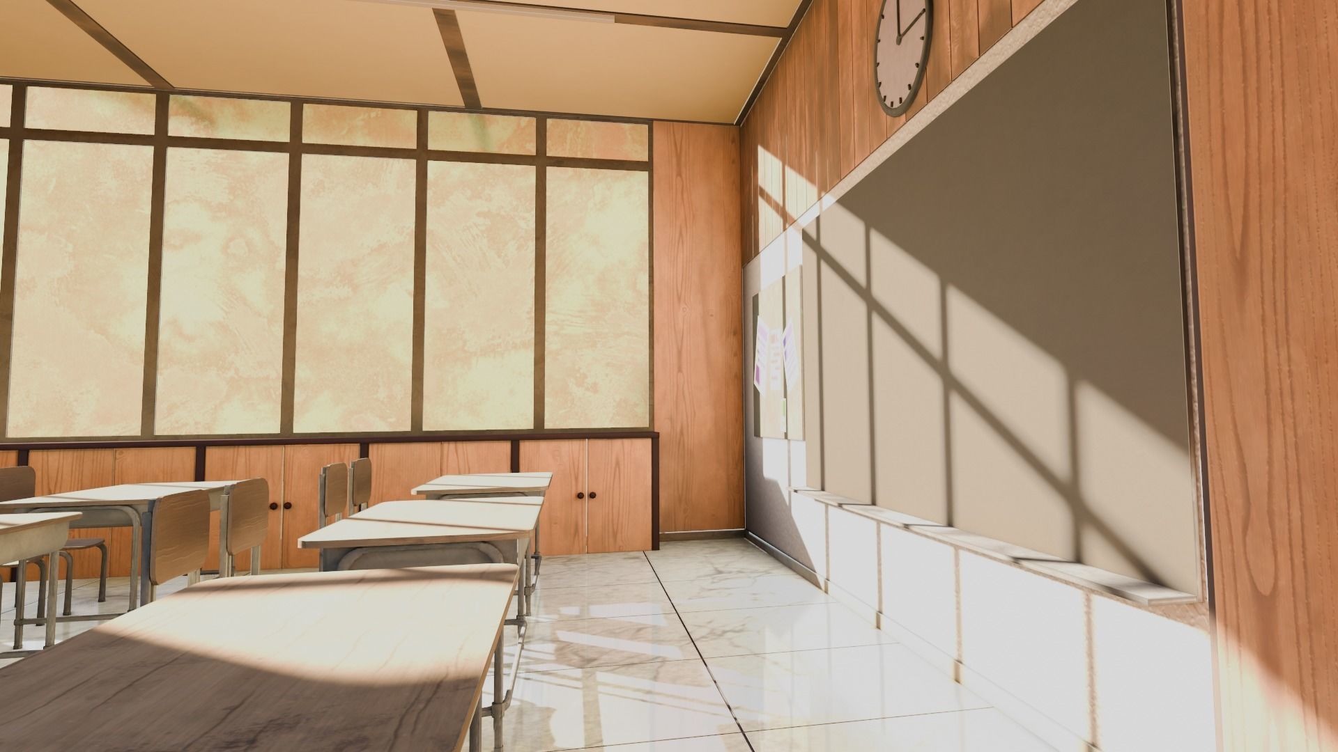 VR Classroom Low-poly 3D model_10