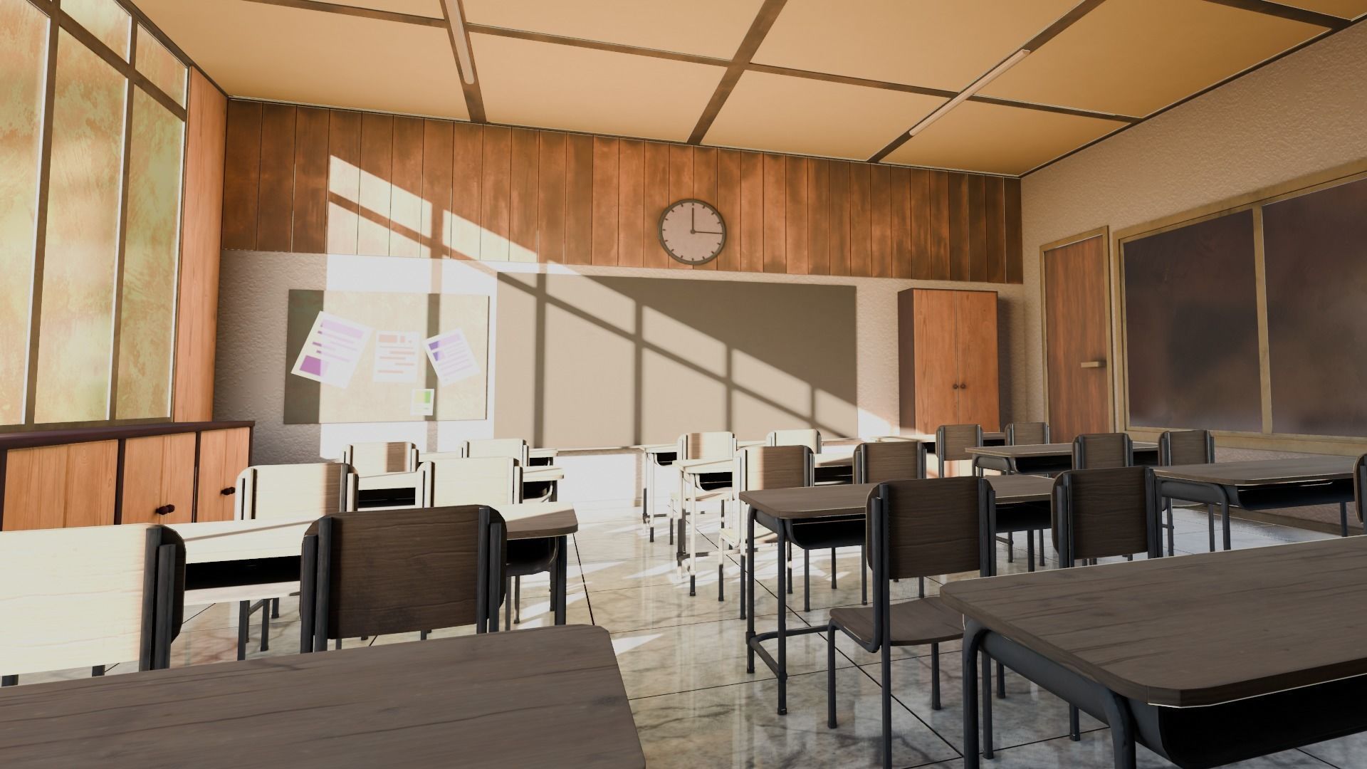 VR Classroom Low-poly 3D model_4