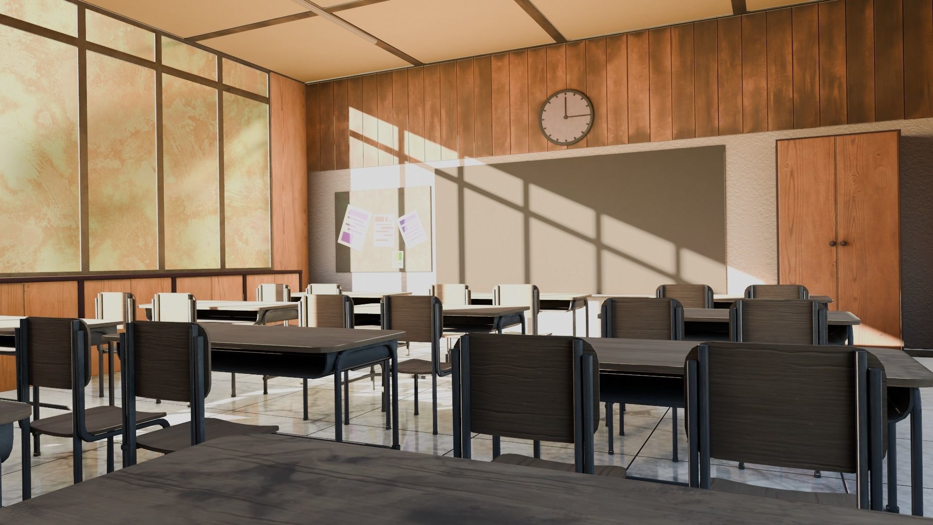 VR Classroom Low-poly 3D model_2