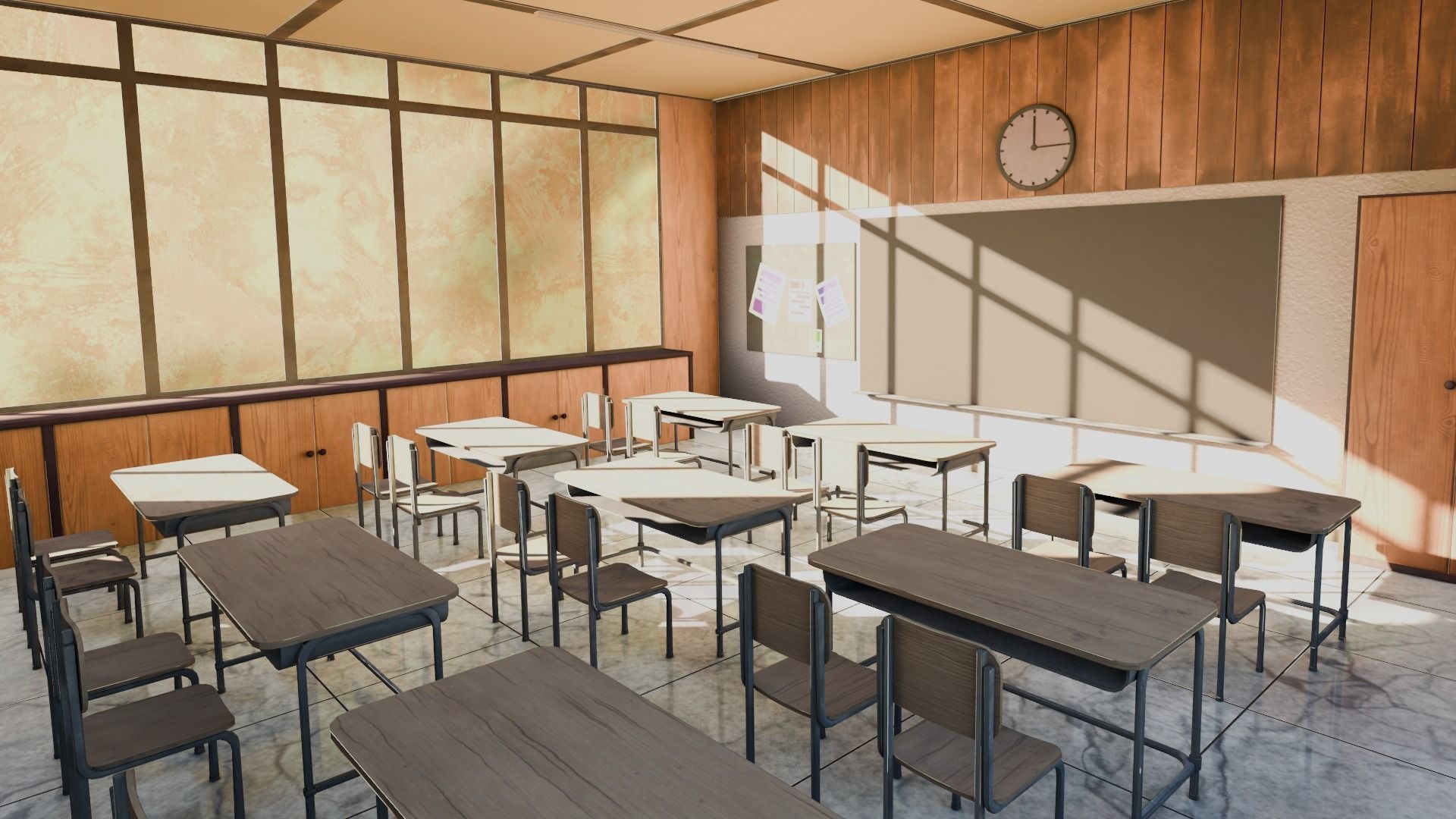 VR Classroom Low-poly 3D model_3