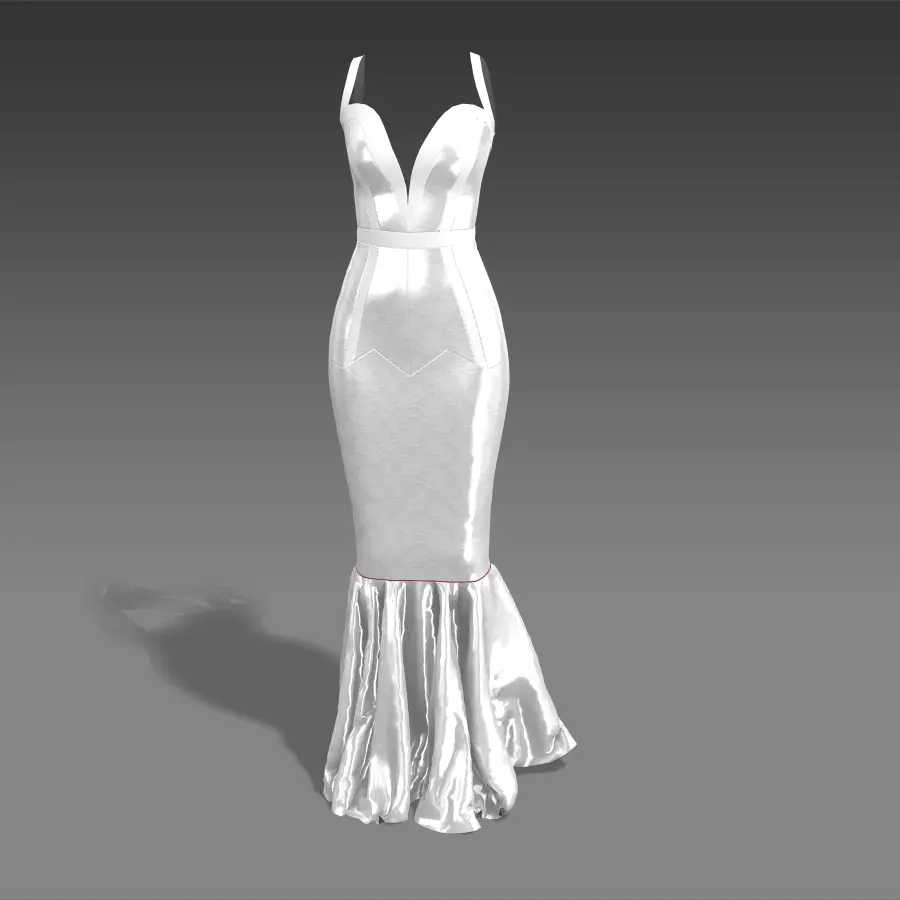 silk satin fabric lace fabric heart deep neckline Low-poly 3D model