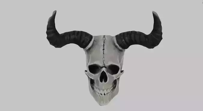 a skull with horns