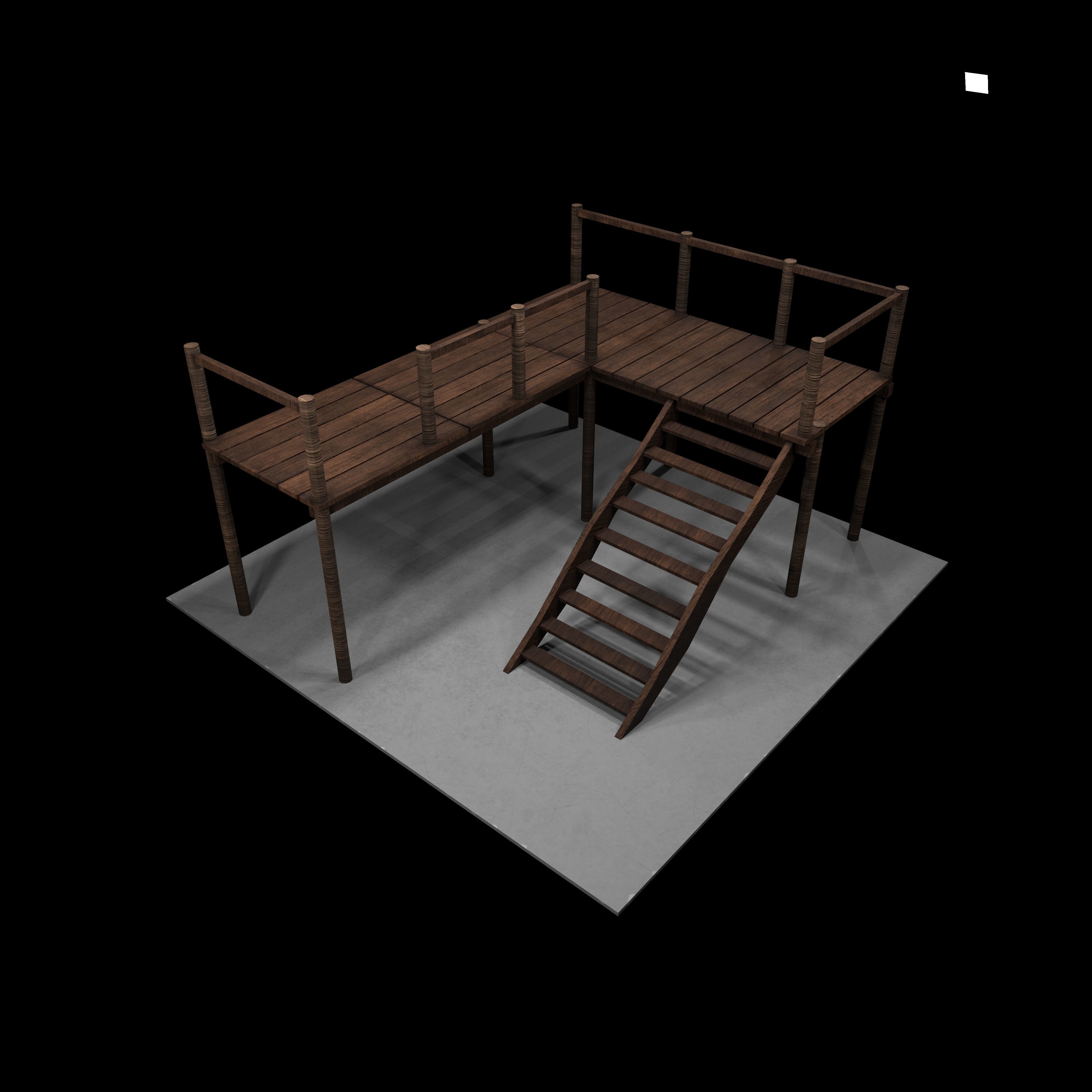 Stairs and stuff Low-poly 3D model_3