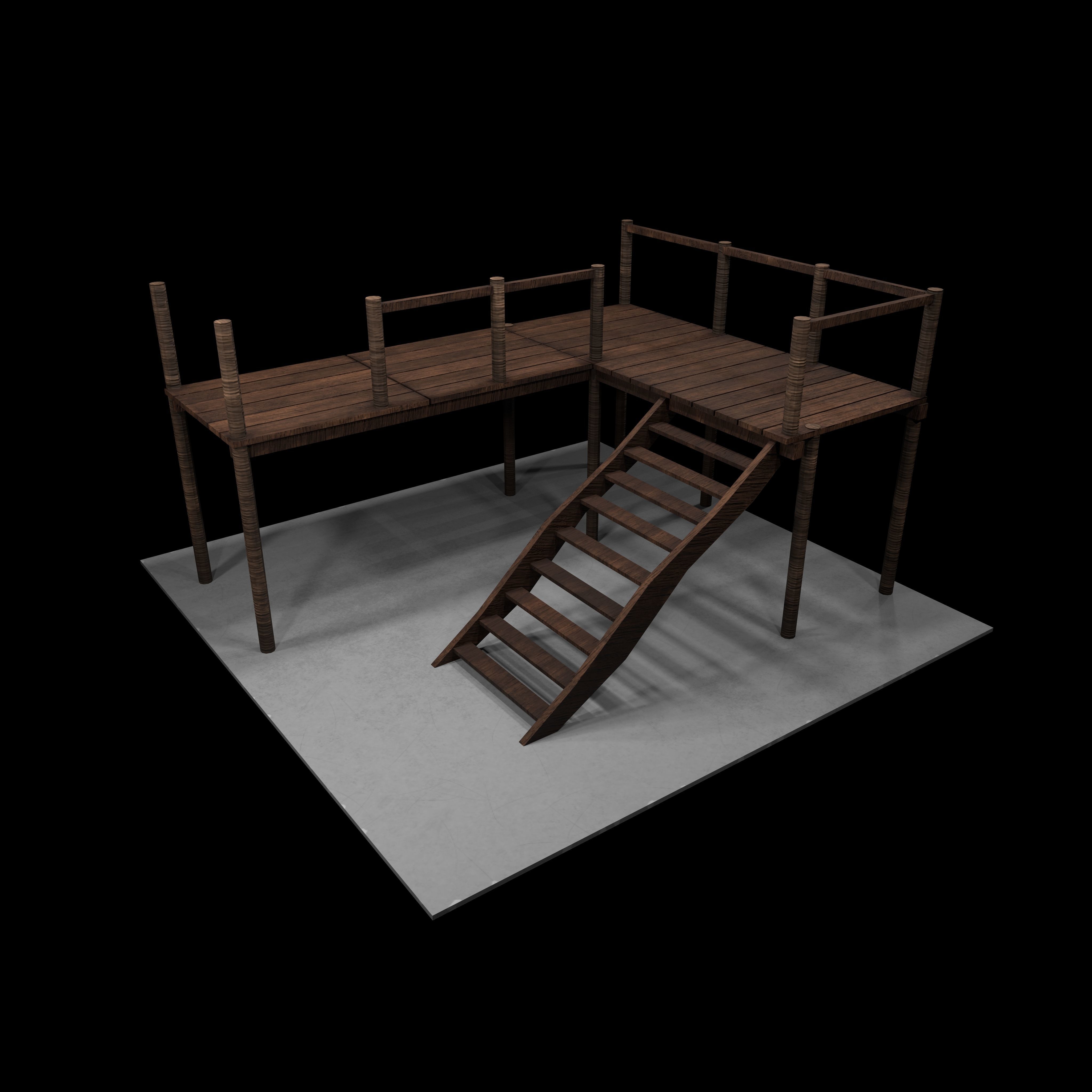 Stairs and stuff Low-poly 3D model_1