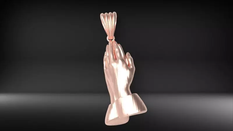 3D Praying Hands Charm Pendant Necklace Jewelry 3D print model_0