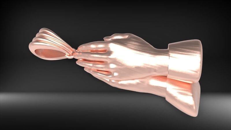 3D Praying Hands Charm Pendant Necklace Jewelry 3D print model_5