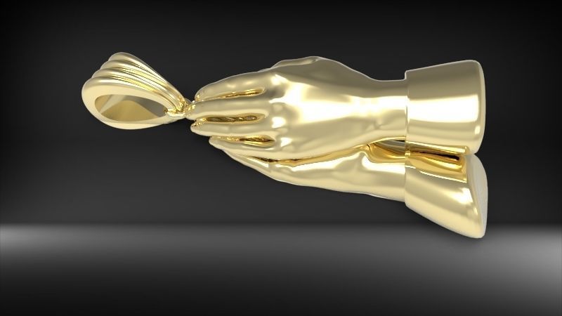 3D Praying Hands Charm Pendant Necklace Jewelry 3D print model_2