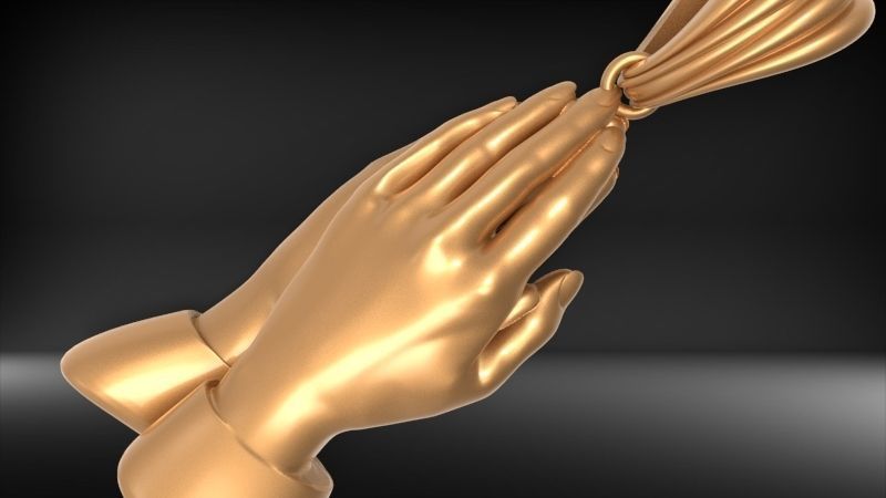 3D Praying Hands Charm Pendant Necklace Jewelry 3D print model_18