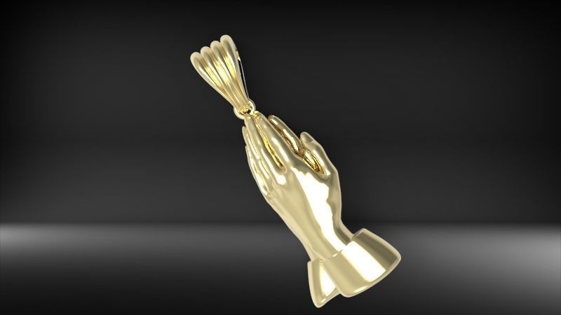 3D Praying Hands Charm Pendant Necklace Jewelry 3D print model_1