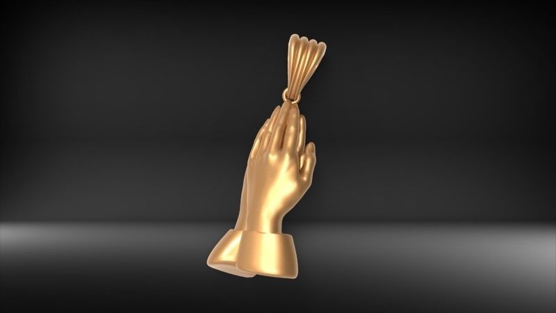 3D Praying Hands Charm Pendant Necklace Jewelry 3D print model_16