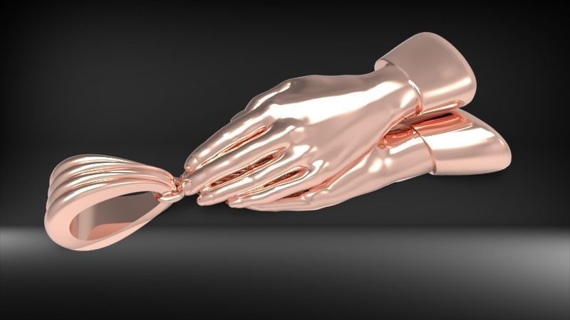 3D Praying Hands Charm Pendant Necklace Jewelry 3D print model_7