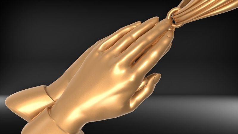 3D Praying Hands Charm Pendant Necklace Jewelry 3D print model_19