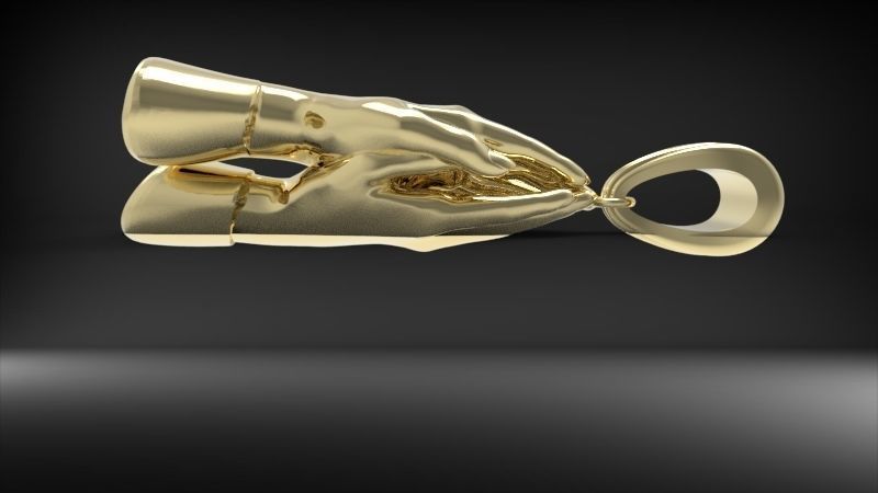 3D Praying Hands Charm Pendant Necklace Jewelry 3D print model_3