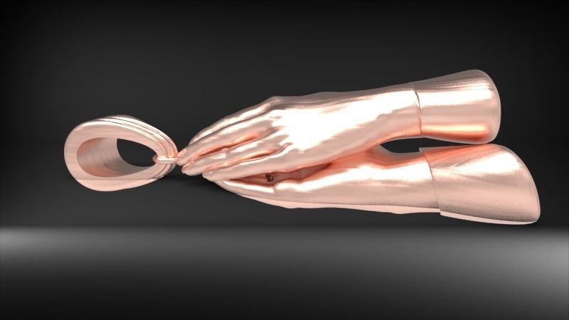 3D Praying Hands Charm Pendant Necklace Jewelry 3D print model_6