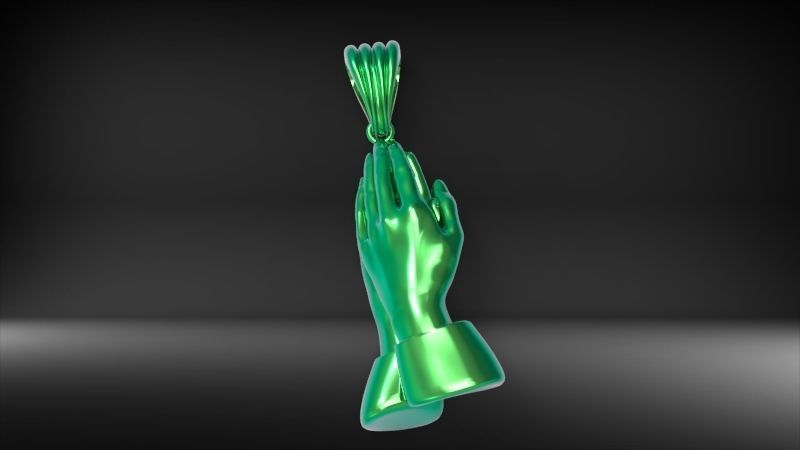 3D Praying Hands Charm Pendant Necklace Jewelry 3D print model_4