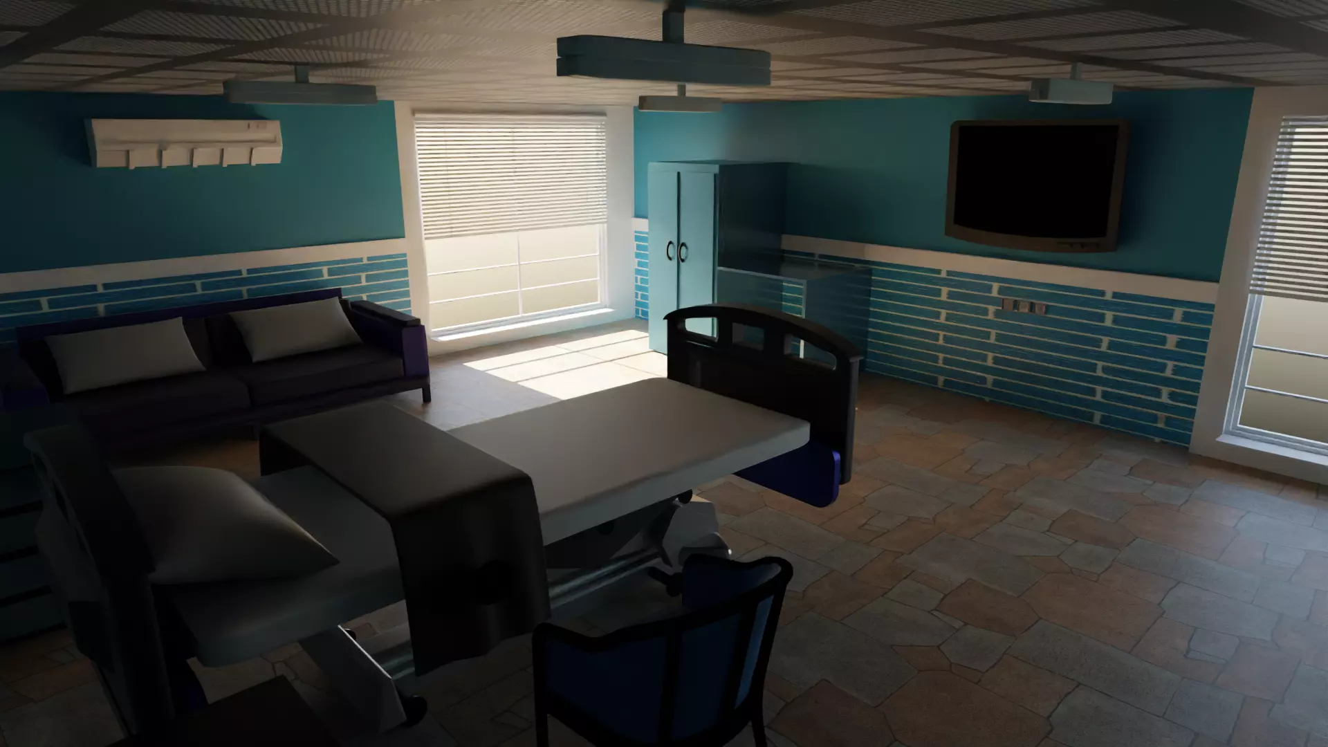 Hospital Room Low-poly 3D model_0