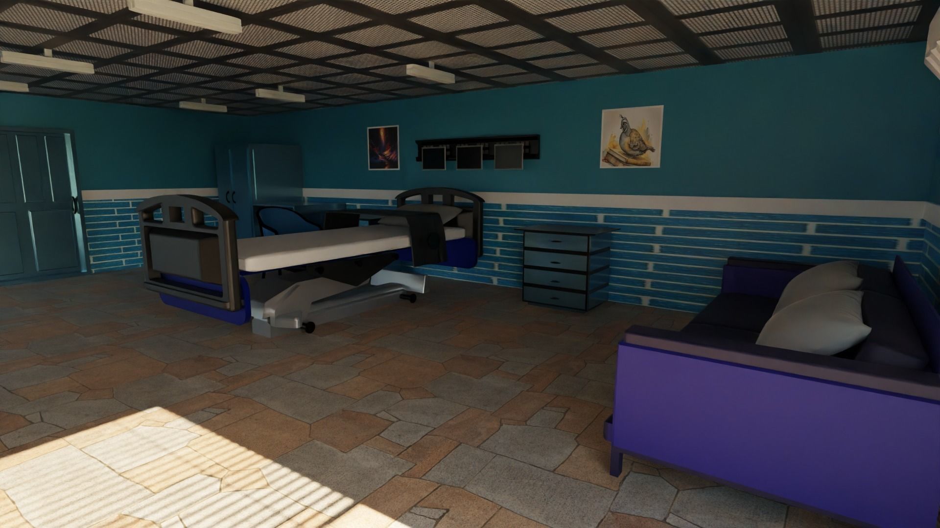 Hospital Room Low-poly 3D model_4