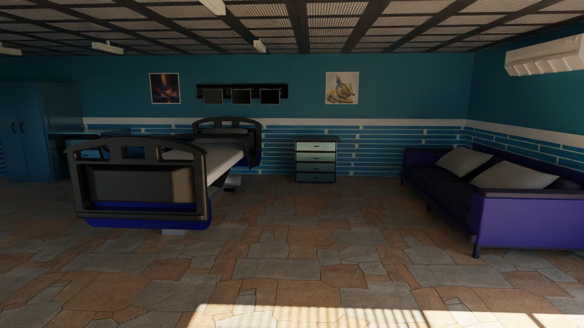 Hospital Room Low-poly 3D model_5